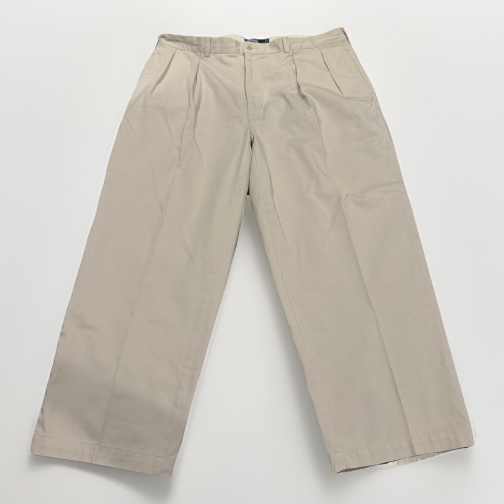 Vintage Polo Ralph Lauren Andrew Pants 42x30 Khaki Pleated Chino Mens